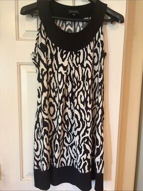 Enfocus Petite Black and White Abstract Zebra / Animal Print dress
